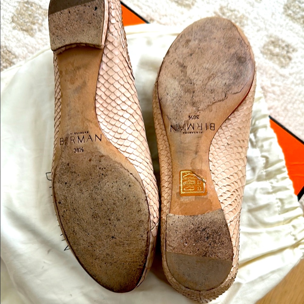 Alexandre Birman Blush Python-Embossed Scalloped Ballet Flats - Picture 4 of 4